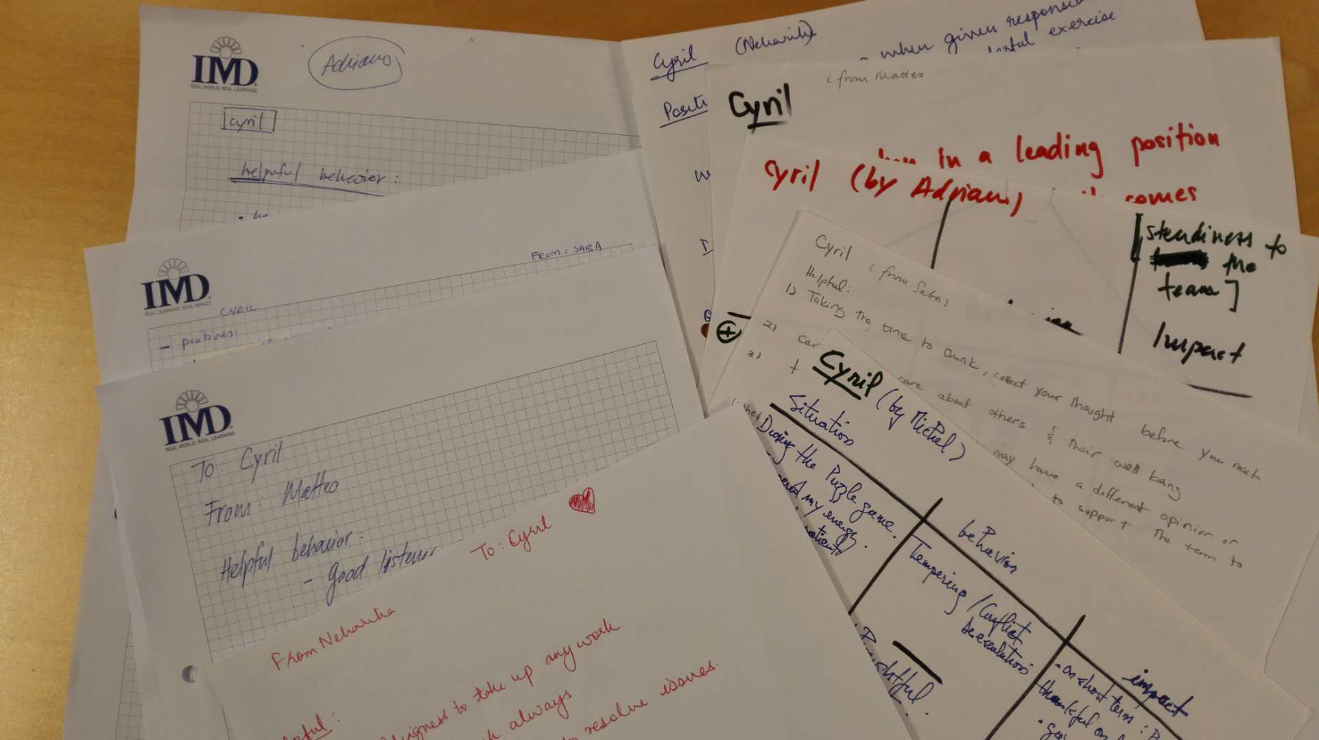 Cyril_Photo 2 Feedbacks from teammates in Leadership Lab